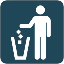Persona tirando la basura en el basurero